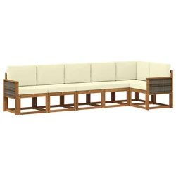 Set vanjskih sofa s jastukom 6 pcs Prirodna i krem Poliester