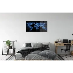 tulup.si Steklena slika Modra karta 100x50 cm 4 obešalnika
