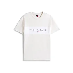 Tommy Jeans Majica svetlo bež/marine/rdeča
