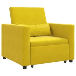Sofa na razvlačenje Singl s kotačima Žuta Baršun