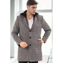 PLT9376 DEWBERRY MENS COAT-PRINT GREY
