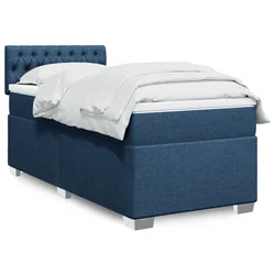 vidaXL Box spring postelja z vzmetnico modra 90x200 cm blago