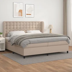 Greatstore Box spring postelja z vzmetnico kapučino 200x200 cm um. usnje