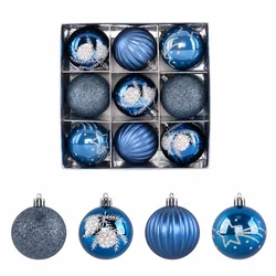 Novogodišnji set kugli za jelku, 9 komada, plavo-srebrne, 6 cm ( ASNX69-125 )