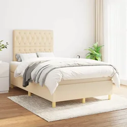 shumee Box spring postelja z vzmetnico krem 120x200 cm blago