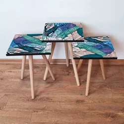 Hanah Home Set klub stočića 3Shp115, 3 komada, Šarena