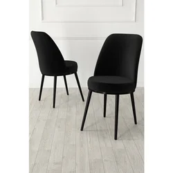 Hanah Home set trpezarijskih stolica Jaxe 8 kom, crna tkanina Babyface, crne metalne noge