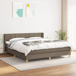 Greatstore Box spring postelja z vzmetnico taupe 180x200 cm blago