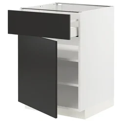 METOD / MAXIMERA Podni element s fiokom/vratima, bela/Nickebo boja antracita, mat, 60x60 cm