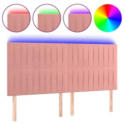 Vidaxl LED posteljno vzglavje roza 160x5x118/128 cm žamet