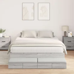 Krevet s ladicama Siva Sonoma 150 cm Konstruirano drvo