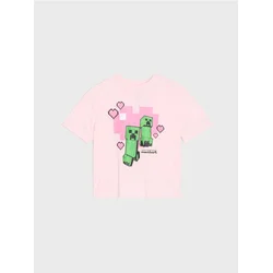 Sinsay - Pamučna majica sa printom Minecraft - roze