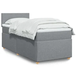 Box spring postelja z vzmetnico svetlo siva 80x200 cm blago
