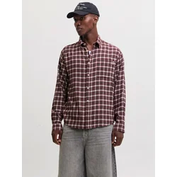 JACK & JONES Srajca JORFREDERIKSBERG temno rjava/karminsko rdeča/bela
