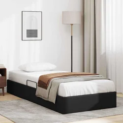 Krevet s od storage s pohranom Crna 100 x 190 cm Umjetna koža