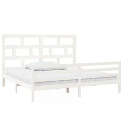 Vidaxl Posteljni okvir bel iz borovine 200x200 cm