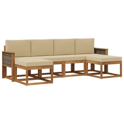 Set vanjskih sofa s jastukom 6 pcs Prirodna i bež Poliester