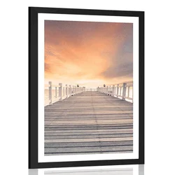 Plakat s paspartujem star leseni most - 60x90 no frame