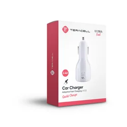 Auto punjač Teracell Ultra Fast DC02 Micro 24A Quick Charge QC 30, Beli