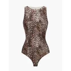 cfab Oblikovanje postave Crew Neck Bodysuit String bež/rjava