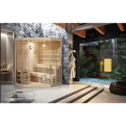 Nero Sauna soba kanadski hemlock 1800x1800x1900 za 4 osobe sa rasvetom