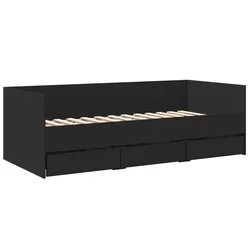 Vidaxl Dnevna postelja s predali brez vzmetnice črna 75x190 cm