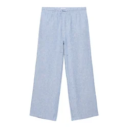 Pull&Bear Hlače svetlo modra/bela