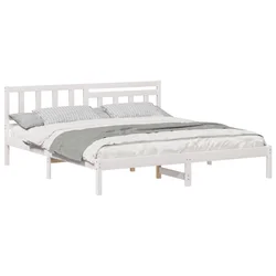 Vidaxl Konstrukcija postelje Bela 200 x 200 cm Masivno borovo les
