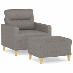 Fotelja s tabureom smeđesiva 60 cm od tkanine