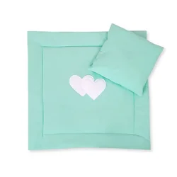 Bobono Posteljnina za voziček s polnilom, odeja in vzglavnik - Mint hearts