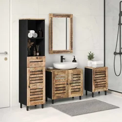 Set ormarića za kupaonicu 4 kom. Prirodna 38 x 33 x 160 cm