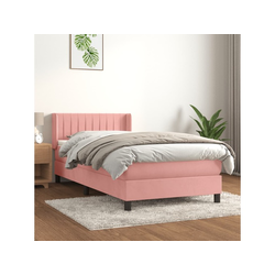 VIDAXL Box spring postelja z vzmetnico roza 90x190 cm žamet