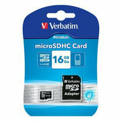 VERBATIM spominska kartica MicroSD 16 GB Class 10 s priloženim adapterjem