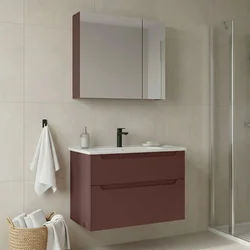 HANAH HOME Kupatilski ormarić sa umivaonikom i ogledalom (2 komada) Messina 85 v2 418