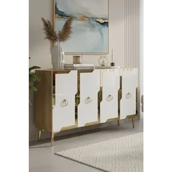 Hanah Home komoda Seza 120, 120 cm, hrast Sapphire / bela / zlatna