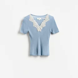 Reserved - Vunena bluza sa čipkom