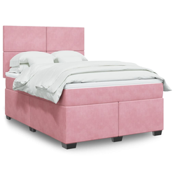 VIDAXL Box spring postelja z vzmetnico roza 140x200 cm žamet
