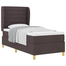 Vidaxl Postelja z vzmetnico z vzmetnico Temno rjava 200 x 100 cm blago