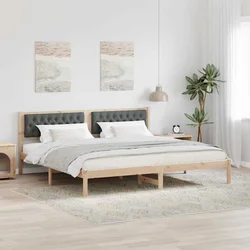 Krevetna konstrukcija s uzglavljem Tamno siva 200 x 200 cm