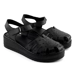 LP Fashion Ženske kožne sandale, Crne