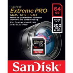 SANDISK Extreme PRO SDXC 64GB UHS-II U3 Class 10 - SDSDXPK-064G-GN4IN  SD, 64GB, UHS II U3