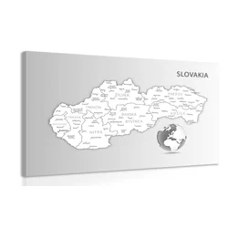Slika črno-beli zemljevid Slovaške republike - 90x60