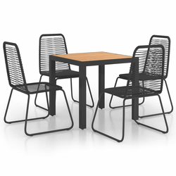 5-dijelni vrtni blagovaonski set od PVC ratana crno-smeđi