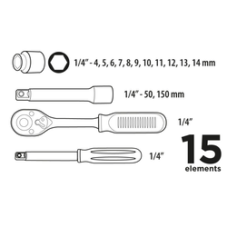 slomart Komplet nasadnih ključev Top Tools 1/4, 15 kosov
