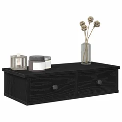 Zidna polica s ladicama crna 60x28x15 cm izrađeno drvo