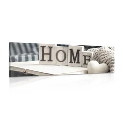 Slika z napisom Home in tihožitjem - 120x40