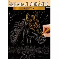 Artlover Slika na deski za praskanje (zlata) - Konji