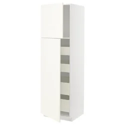 METOD / MAXIMERA Vis.el. s 2 vrata/4 fioke, bela/Vallstena bela, 60x60x200 cm