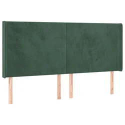 Uzglavlje s ušima tamnozeleno 183x16x118/128 cm baršunasto