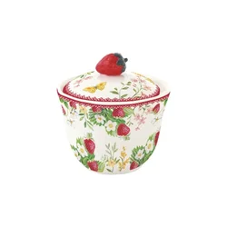 Sugar bowl, with lid, porcelain, 200ml, Jardin des Fraises - Easy Li